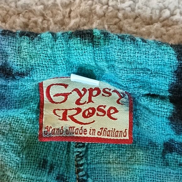 Gypsy Rose Tie Dye Wide Leg Size Large Pull On Hippie Fringe Tie Front - Picture 4 of 8